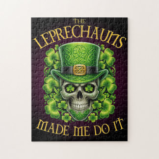 Leprechauns Made Me Do It Skull St Patrics Day Legpuzzel