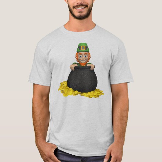 Leprechaun's pot met gouden T-shirt (Voorkant)