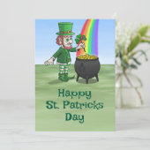 Leprechaun's pot of gold for St. Patrick's Day Feestdagenkaart (Staand voorkant)