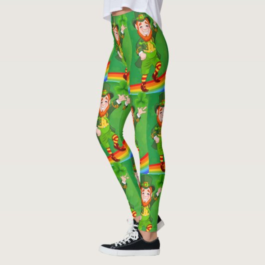 Leprechauns & Shamrocks St Patrick's Day Rainbow Leggings (Links)