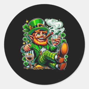 Leprechaun's St. Paddy's Day Bourbon En Sigaren  Ronde Sticker