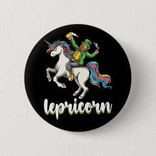 Lepricorn Leprechaun Eenhoorn St Patrick's Day Ronde Button 5,7 Cm