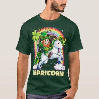 Lepricorn Leprechaun Riding Unicorn St Patricks Da T-shirt