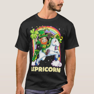 Lepricorn Leprechaun Riding Unicorn St Patricks Da T-shirt
