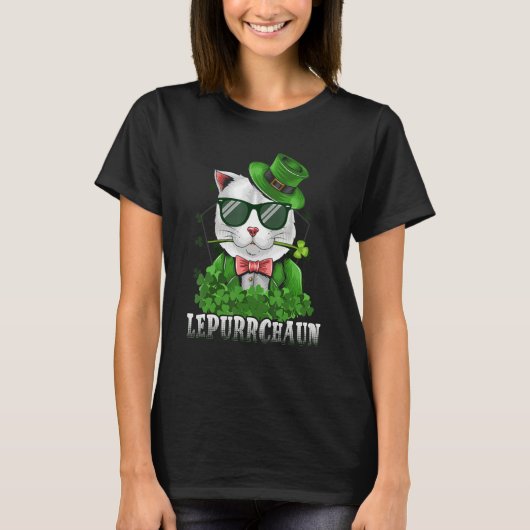 Lepurrchaun St Patrick's Day Cat Leprechaun Shamr T-shirt (Voorkant)