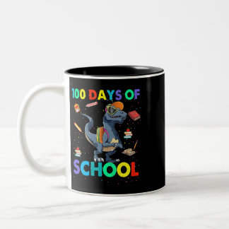 Leraar 100e dag van de school Dinosaurus 100 dagen Tweekleurige Koffiemok
