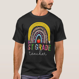 Leraar 1e klas Cute Rainbow Potlood Luipaard Rug T-shirt