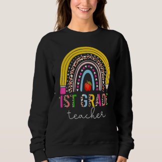 Leraar 1e klas Cute Regenboog Potlood Luipaard Rug Trui
