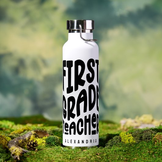 Leraar 1e klas Minimalistische tekst Waterfles (Buiten (Gedraaid)  )