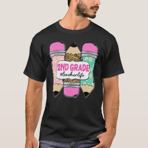 Leraar 2e klas leven drie potlood leraar terug T T-shirt