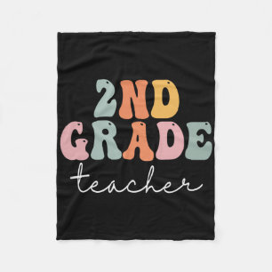 Leraar 2e klas Retro Groovy Vintage Eerste Schoold Fleece Deken