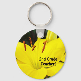 Leraar 2e klas! sleutelhanger Gele Lelie Bloemen