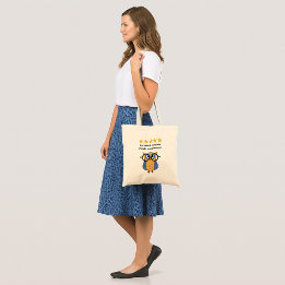 Leraar aangepaste tekst school uil tote bag