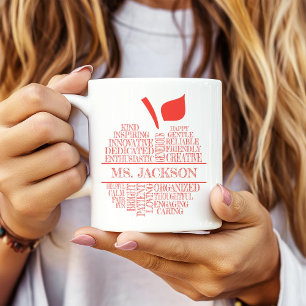 Leraar Appel Typografie Rood en Wit Tweekleurige Koffiemok