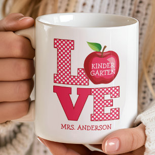 Leraar Apple Liefde Gepersonaliseerde Naam En Klas Koffiemok