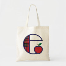 Leraar Apple Monogram Canvas tas Initiaal E