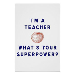 Leraar Apple Superkracht Klasdecoratie Perfect Poster