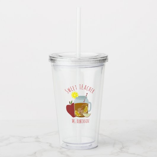 Leraar Apple Tea Mason Jar Acryl Drinkbeker (Voorkant)