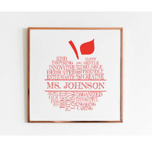 Leraar Apple Typografie met naam van de leraar Poster