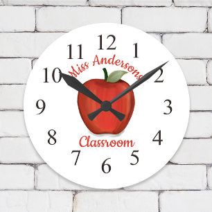 Leraar Apple Whimsical School Classroom Ronde Klok
