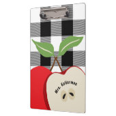 Leraar Apple White Buffalo Plaid Monogrammed Naam Klembord (Links)