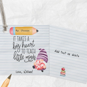 Leraar appreciatie Gnoom met hart Bedankjes Labels