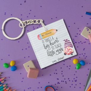 Leraar appreciatie Gnoom met hart Sleutelhanger
