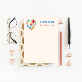 Leraar appreciatie Retro Hart Apple Custom Notitieblok