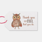 Leraar Appreciation Owl Dank u Cadeaulabel (Achterkant Horizontaal)