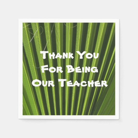 Leraar Appreciation Palm Leaf Foto Hartelijk dank Servet (Voorkant)