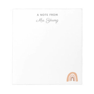 Leraar Appreciation Personalized Boho Rainbow Notitieblok