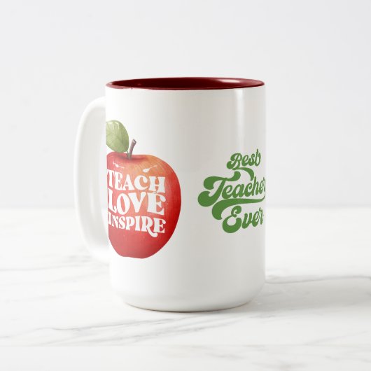 Leraar Appreciation Teach Love Inspire Coffee Mok (Voorkant links)