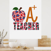 Leraar Art Apple A plus leraar Poster (Keuken)
