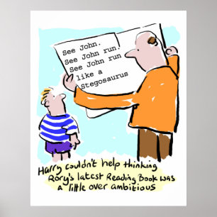 Leraar basisonderwijs leest boek van kind poster