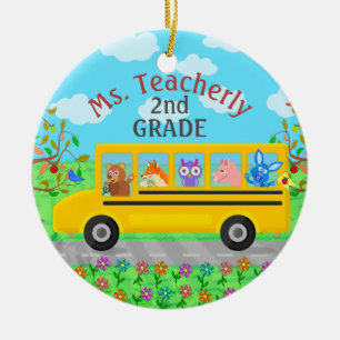 Leraar Bedankt Aangepaste naam   Cute bus Animals Keramisch Ornament