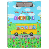 Leraar Bedankt Aangepaste naam | Cute bus Animals Klembord (Voorkant)