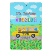 Leraar Bedankt Aangepaste naam | Cute bus Animals Mini Klembord (Achterkant)