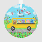 Leraar Bedankt Aangepaste naam | Cute bus Animals Ornament (achterkant)
