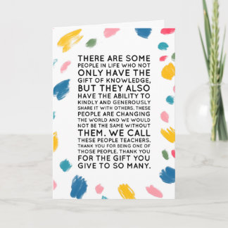 Leraar bedankt je kaart - uniek kleurrijk