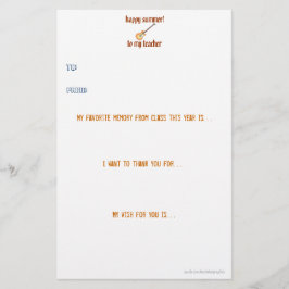 Leraar bedankt notitie briefpapier