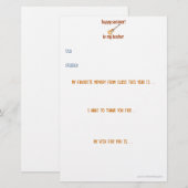 Leraar bedankt notitie briefpapier (Voorkant / Achterkant)