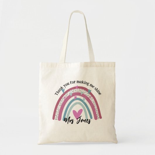 leraar bedankt voor mijn pensioen voor regenboog tote bag (Voorkant)