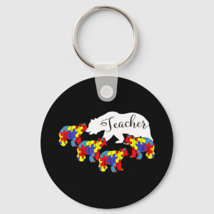 Leraar Beer Autism Awareness Maand SPED Teacher Sleutelhanger