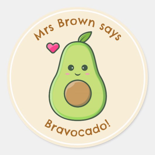 Leraar Belonende Stickers Gepersonaliseerd Avocado (Voorkant)