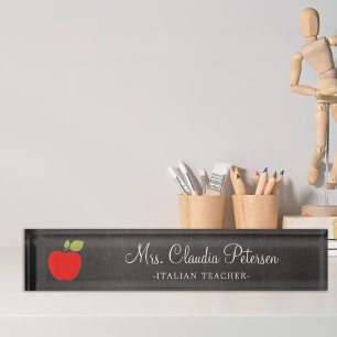 Leraar Blackboard en Red Apple Naambordje