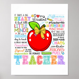 Leraar Boog Potlood Appel Grappig Ck Naar School L Poster