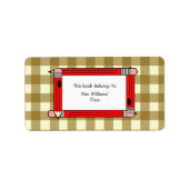 Leraar Bookplate - Tan Gingham & rode potloden Etiket (Voorkant)