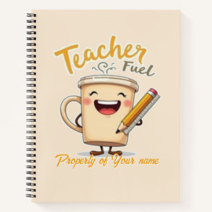 Leraar brandstof grappige koffie cup ontwerp notitieboek