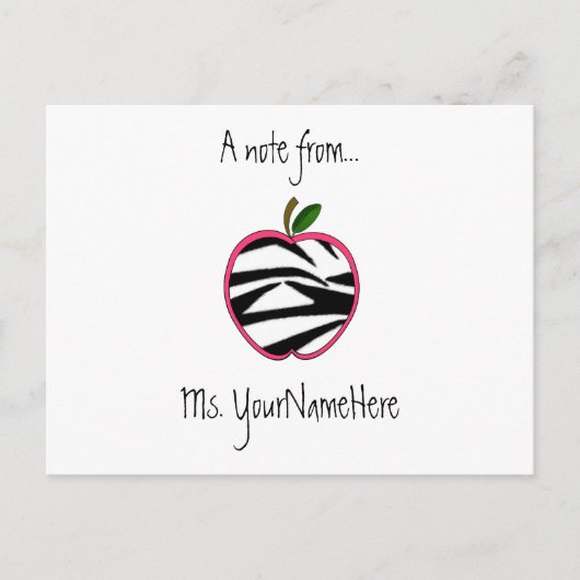 Leraar Briefkaart - Zebra Print Apple (Voorkant)