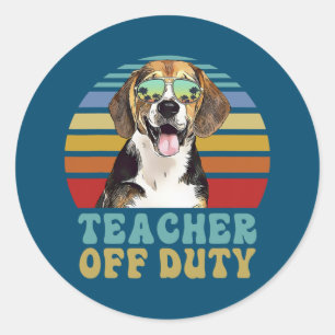 Leraar Buiten Dienst Grappige Beagle Hond Zomer Ronde Sticker